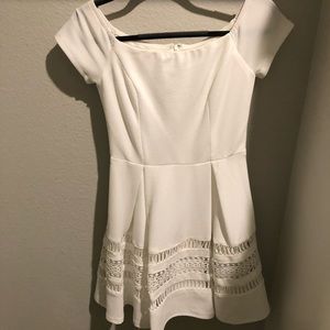 Capped sleeve fit & flare dress
